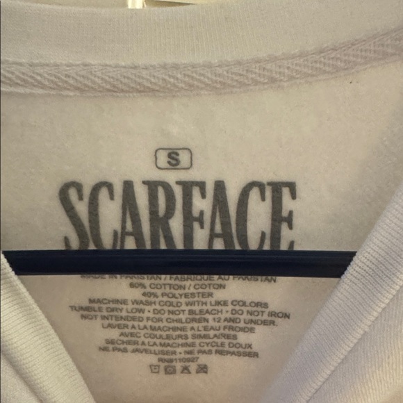 Scarface White Pullover Sweater Size Small - Oversized NWOT Cotton Unisex - Picture 3 of 4